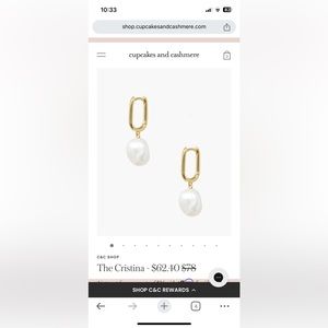 Cupcakes and Cashmere Gold/Pearl Drop Earrings